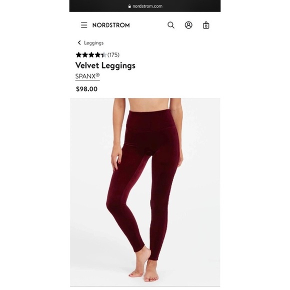 SPANX Pants - SPANX Smoothing Velvet Shapewear Leggings w/ Wide Waistband — LARGE — Burgundy